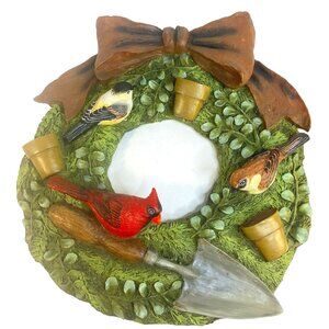 Christmas Wreath Resin Wall Door Decor Garden Theme Tools Birds 13in 4 Seasons